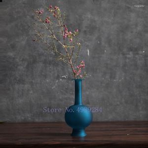 Vases créativité verre bleu Vase Style chinois givré Transparent fleur Arrangement accessoires moderne décoration de la maison mariage