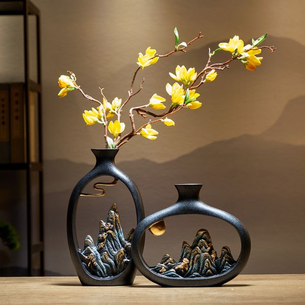 Vases Créativité Style japonais feng shui richesse vase bureau Salon décoration de bureau vases pour la décoration intérieure Accessoires Art cadeau 230221