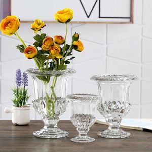 Vases en verre cristal en vase de fleurs ensemble transparent épais rond rond de mariage hydroponique décor de maison mini rétro clair pour les fleurs