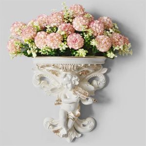 Vases Cupidon Ange Forme Pot De Fleur Étagère Art Salon Décoration De La Maison Artisanat Rococo Mur Suspendu Jardin Plâtre Corbel Stereosc342o