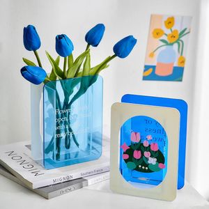 Vases Mignon acrylique vases décoratif nordique moderne luxe salon fleur vase décoration de mariage décor à la maison bureau pot de fleurs 231019