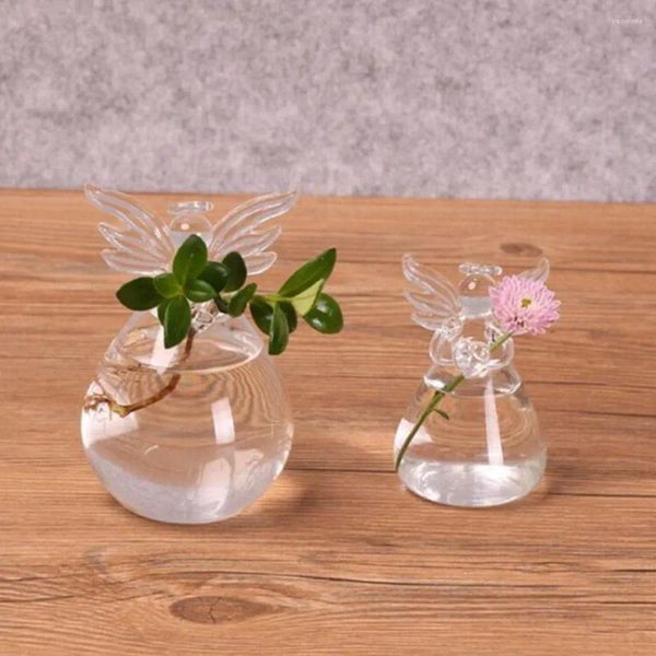 Vases Migne Angel Forme Flower Plant suspendu Vase Verre transparent Verre Hydroponic Continer pour le bureau à domicile Décoration de mariage