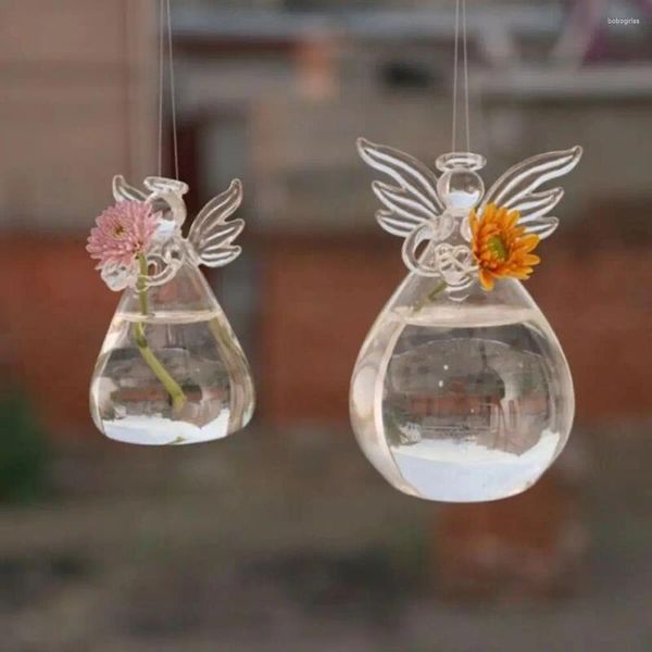 Jarrones Lintas forma de ángel planta de flores Goldia colgante de vidrio transparente contenedor hidropónico para decoración de bodas de la oficina en casa