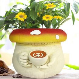 Vases Jardin de café mignon Planteur fabriqué à la main en forme de champignon à la main avec drainage pour plantes intérieures.