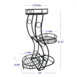 Vases Vaste Plant Round Round Flower Pot Pot Pot Afficher étagères Rack - 3 niveaux en métal noir pour décor