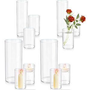 Vazen cilindrische vaasset glas cilindrische vaas los drijvende kaarsenhouder transparante bloemenvaas 4/8/10 inch (12 stuks) thuisdecoratie J240515