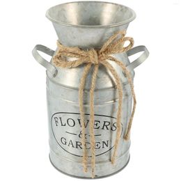 Vases Décor Pot De Fleurs Arrangement Vase Galvanisé Rétro Seau Plante Pots De Jardin Jardinières