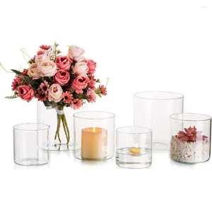 Vases Decoration Home Decor Set de 6 Clear for Glass Cylinder Vase décorative Floating Candle Centreshs Room