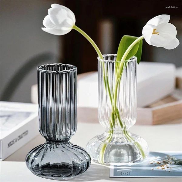 Vases décorative bouteille minimaliste maison Verre artisanat hydroponique Stripe Table Table Ornement Vase Vase Géométrie Glotte de fleurs