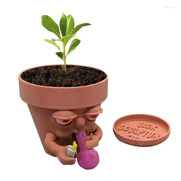 Vases Decorative Plante Pot Smoking Man Mini Flowerpot Bureau Ornement Potted for Backyard Garden Patio Desktop