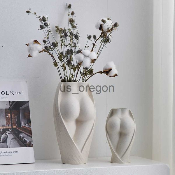 Vases Vases décoratifs pour fleurs décoration de vase de fleur moderne décor de chambre à la maison vase en céramique nordique pots de fleurs séchées pot de plante d'art x0630