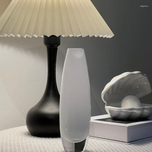 Vases Design en verre cristal, Style nordique minimaliste moderne, cylindre blanc, luxe japonais, décoration de bureau, Floreros, WZ50HP