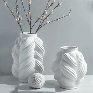 Vases Design Feuille de feuille blanche Médinage moderne Porcelaine Vase de fleurs en céramique pour décoration maison