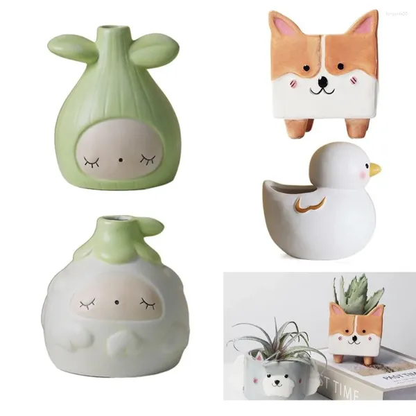 Vases Desktop Balcony Céramique Flower Pot Carton de chien Fleurs Fleurs de plantes succulentes Plantes Duck Plant Home