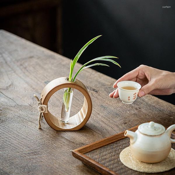 Vases décoration de bureau bambou Vase Tube hydroponique Mini fleur verre Test