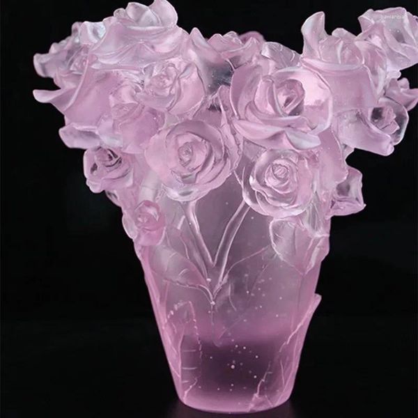 Vases Desktop Pendant Luxury Crystal Art Arab Home Decoration Oriental High-Und Rose Flower Design Vase Pot Tanking Kerned K