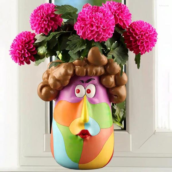 Vases Desktop Planteurs Rainbow Face Platter Pot Femmes colorées Femmes pour les plantes extérieures intérieures à la maison