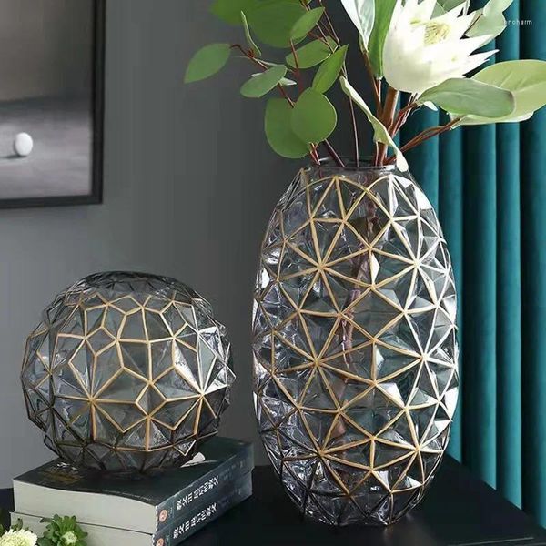 Vases Diamond Light Luxury Nordic Glass Vase Living Room Decoration Aquatic Flower Arrangement Creative