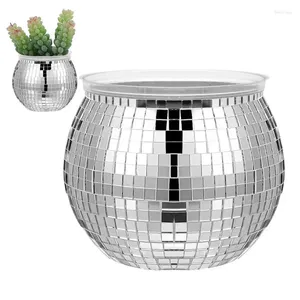 Vases Disco Ball Flower Pot Silver Mirror Glass Vase Vase Planter Plante Plant Decor for Home Bar Party