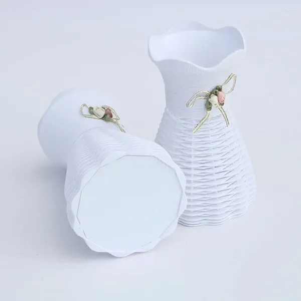 Vases DIY Vase en rotin artificiel Plante accrocheuse Panier de fleurs Design Pot en plastique fait à la main