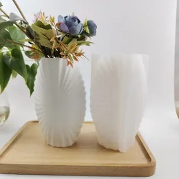 Vazen DIY Grote Bloempot Siliconen Mal Beton Mallen Shell Getextureerde Vaas Gips Home Decor Bloempot