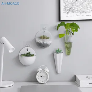 Vases Diy Pendentif Pot Pot Planteur en plastique intérieur Mur de fleurs suspendues Boîte de rangement ronde