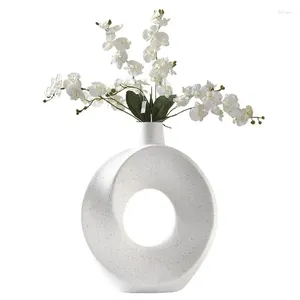 Vases beignet vase nordique circulaire creux en céramique beignets fleuris