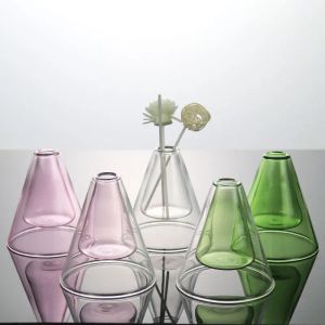 Vases Vase en verre double couche, décoration de maison, bouteille d'aromathérapie, décoration de mariage, récipient en verre pour plantes hydroponiques