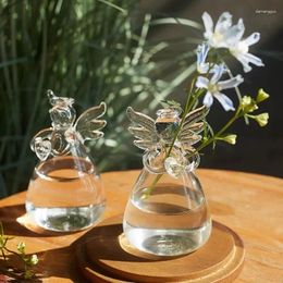 Vases Arrangement de fleurs séchées Jolie fille modèle chambre bureau maison installation douce verre transparent facile bouteille florale pot de plante