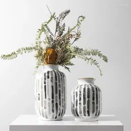 Jarrones flores secas planta de cerámica diseño moderno diseño estético minimalista florero cilindro mesa decoración macetas de fleurs decoración