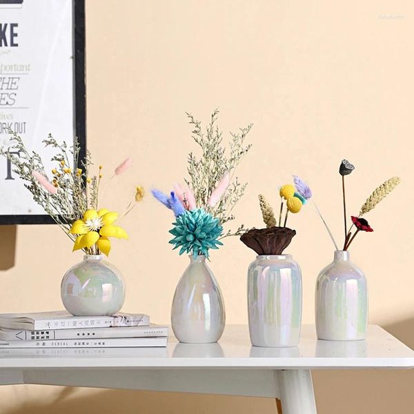 Vases Conteneur de fleurs sèches Nordique Creative Perle Colorée Vase en céramique Salon Table à manger Ornements Décoration de la maison