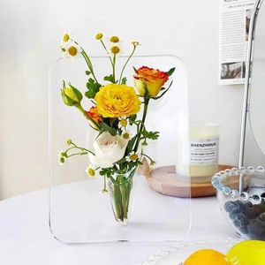 Vazen E2 Acryl Po Frame Vaas Moderne Kunst Bloemen Bloem Desktop Plant Houder Kantoor Home Decor Geschenken Bruiloft Tafel Middelpunt