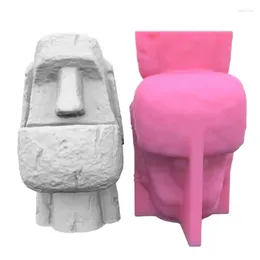 Vazen Easter Island Planter Molds Diy Siliconen Beton Flexibel Easy Demoughing sieraden Opbergdoos munthars