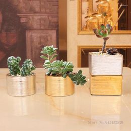 Vases Galvanoplastie Or et Argent Vase en céramique Succulent Pot de Fleur décoration de la Maison Salon décoration de Jardin Style européen