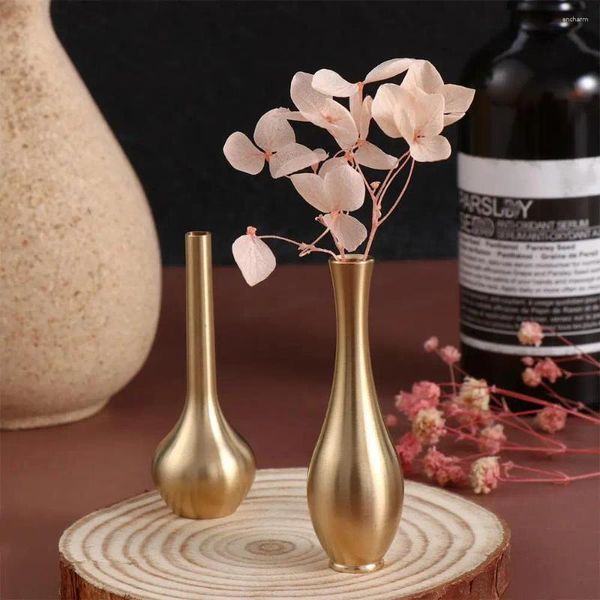 Vases élégant cuivre pur mini vase antique petit conteneur de plante salon décoratif ornements de fleurs nordiques uniques