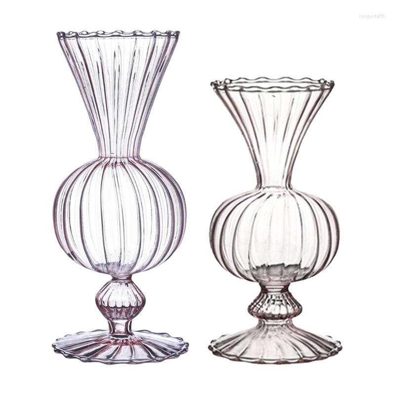 Vases Elegent Clear Vase Multiuse Transparent Glass Desktop Portable Floral Ornaments For Livingroom Bed Room Home Decoration