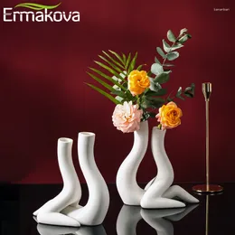 Jarrones Ermakova cerámica abstracto jarrón humano Arreglo floral Contenedor secado Desktop habitantes en macetas adornos decoración del hogar accesorios