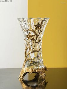Vases European Crystal Verre Vase Vase Living Room Decoration Fleur American Luxury Restaurant Porche