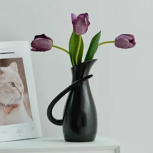 Vases Bouilloire en céramique européenne Vase hydroponique conteneur noir blanc décor fleur arrangement salon décoration de la maison