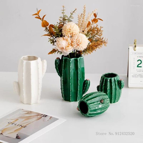 Vases Europe Creative Cactus en forme de céramique vase ménage salon chambre à coucher de bureau de bureau décoratif 1pc 1pc