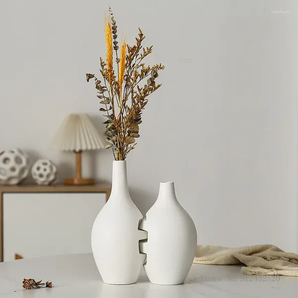 Vases European Creative Combination Forme Frosted White Céramique Vase Vase HAUTER