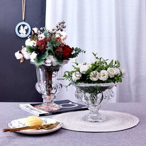 Vases Vase en cristal européen pour porte-fleurs Vase en verre transparent décoration de la maison mariage pour bureau à domicile hôtel x0630
