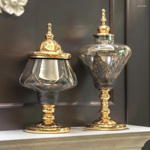 Vases Entrée européenne Lux Alliage Verre Vase Galvanoplastie Modèle Salon Table Décorations