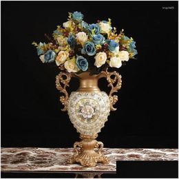 Vases European Luxury Diamond haut de gamme Résine Vase Artificiel Flower Art Bedroom Accessoires Artisanment Bibliothèque Decorati DHH8Y