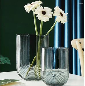 Vases européens minimalistes vase en verre à la maison salon table à manger des ornements insérer des ornements de bouteille de la culture d'eau fleurs