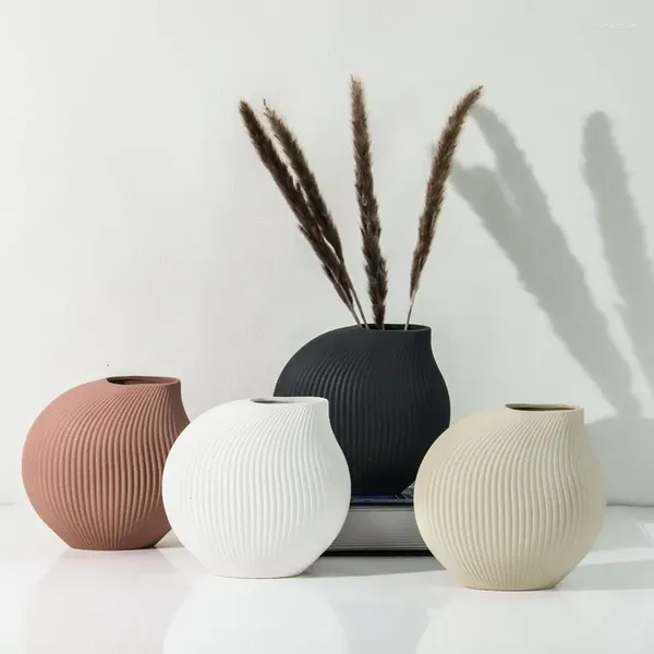 Jarrones European Minimalista Estilo de Instagram Instagram Sala de cerámica de rayas creativas Decoración de arte de la sala de estar