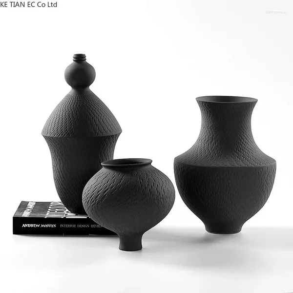 Vases européen moderne simple céramique vase saut couteau noir 12 el home décoration légère luxe haut de gamme salon