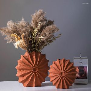 Vases européen rouge Vase en céramique créatif ménage salon décoration de table Simple hydroponique fleur sèche décor à la maison