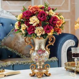 Jarrones European Resin Vase Decoración de flores artificiales Mobiliario en el hogar Cañas de decoración de la sala de estar