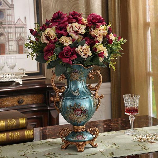 Vases Style européen Style américain Vintage résine Vase arrangement de fleurs cour salon décoration cadeau de mariage salle à manger créative